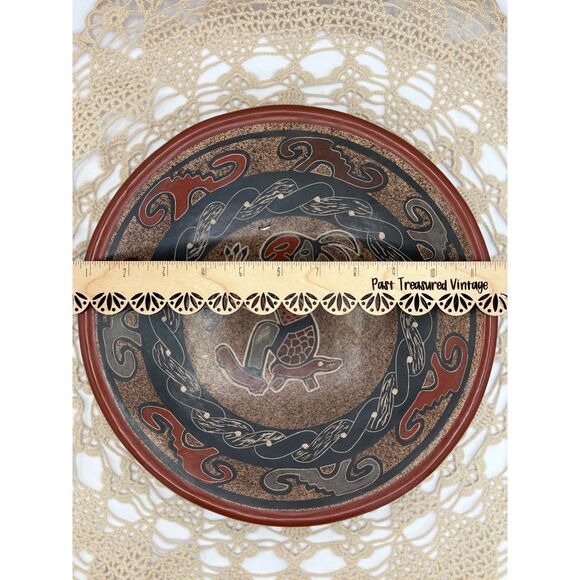 Vintage Handmade Peruvian Terracotta Bowl Decor Mayan Aztec Art - Picture 5 of 6